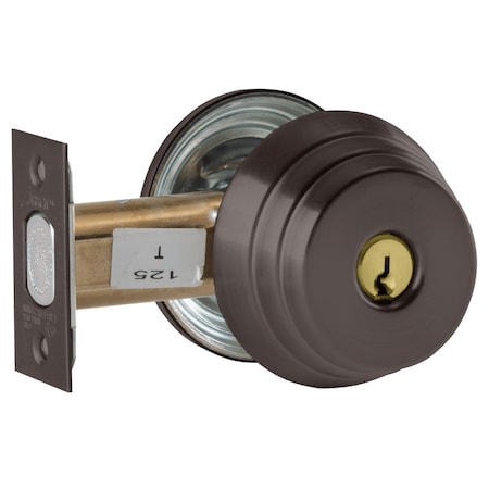 Arrow Lock Grade 2 Single Cylinder Deadlock, Conventional Cylinder, Dark Oxidized Bronze Finish, Schlage C Keyw E61 10BE CS